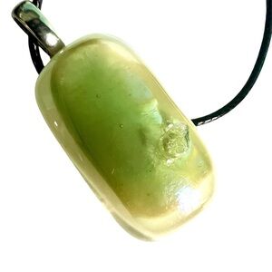 Spring Green Iridescent Art Glass Pendant